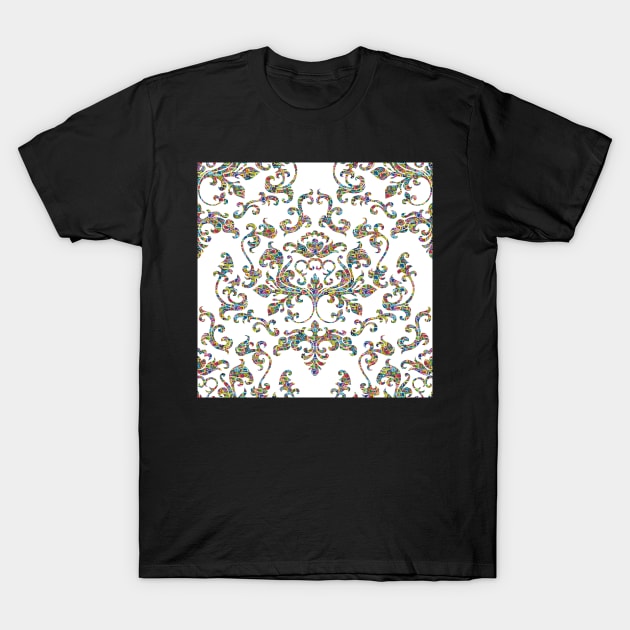 Damask Variations: Hippie Love on White T-Shirt by implexity